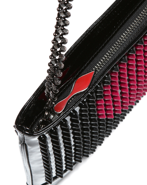 クリスチャン ルブタンコピー 　2015年春夏新作パテントカーフ　ショルダー付 クラッチバッグLOUBIPOSH CLUTCH VALENTINES PATENT/SPIKES 1155029 B055